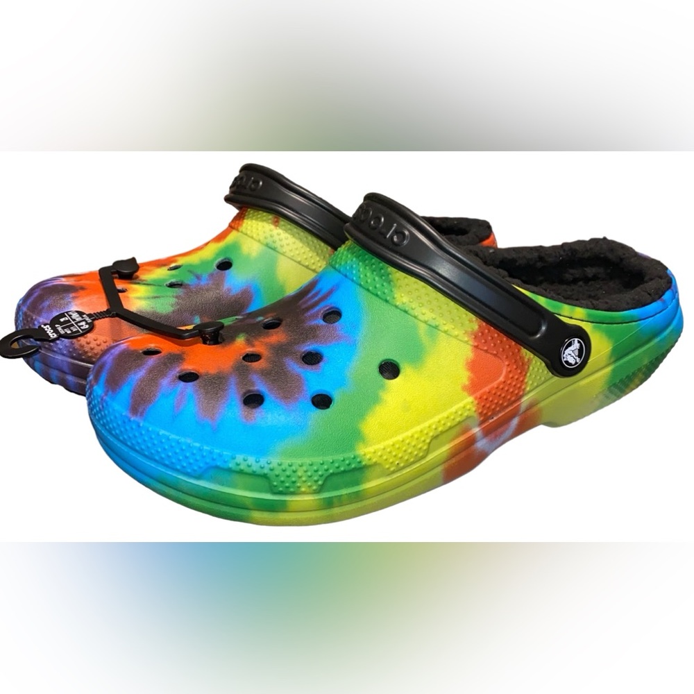 Crocs Men's Classic Lined Tie Dye Clogs Men's Size 11 Slippers Casual Fuzzy